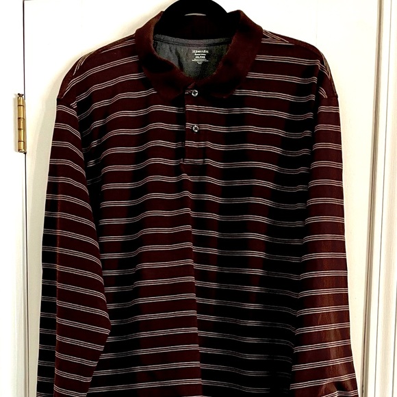2XL Men’s St. John’s Bay Brown Striped Cotton Sueded Jersey - Picture 1 of 6